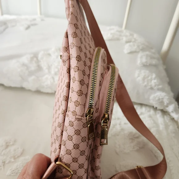 Pink And Brown Patterned Crossbody Sling Bag - Picture 4 of 6